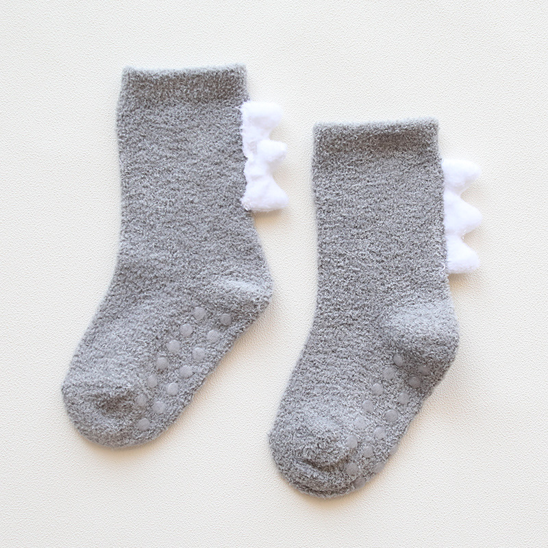 Herbst und Winter Verdickung freundlicher Socken Karikatur freundlicher Socken Baby Mädchen Socken Kleinkind Boden Socken Nicht-Unterhose Baby jungen Socken: grau / L(3-5T)