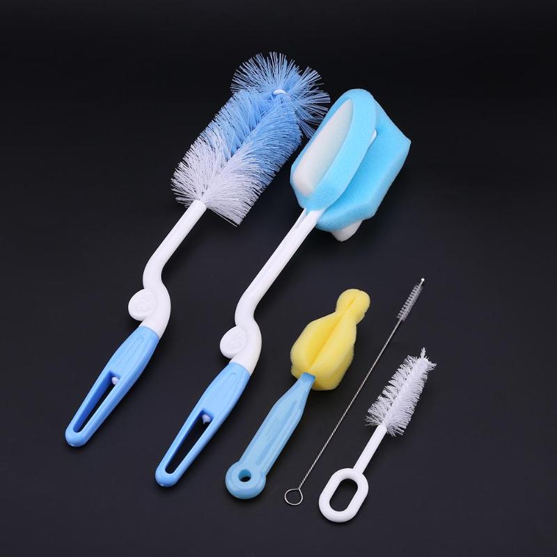 5 pièces/ensemble bébé bouteille brosses brosse 360 degrés tête rotative nettoyage éponge tasse brosse Kit pour bébé biberon lavage nettoyage