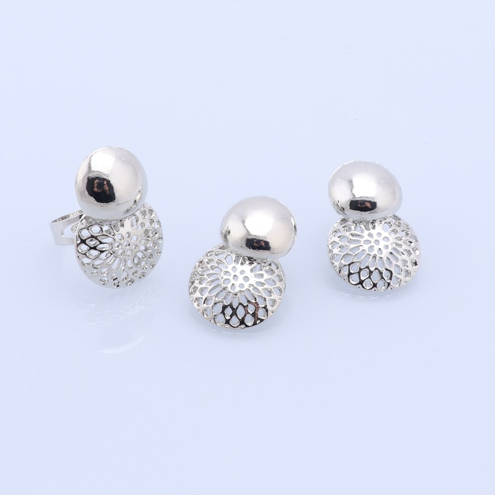 Ensemble de bijoux de mariage pour femme éthiopienne, classique, couleur or, dubaï, collier, boucles d&#39;oreilles, bague, Bracelet