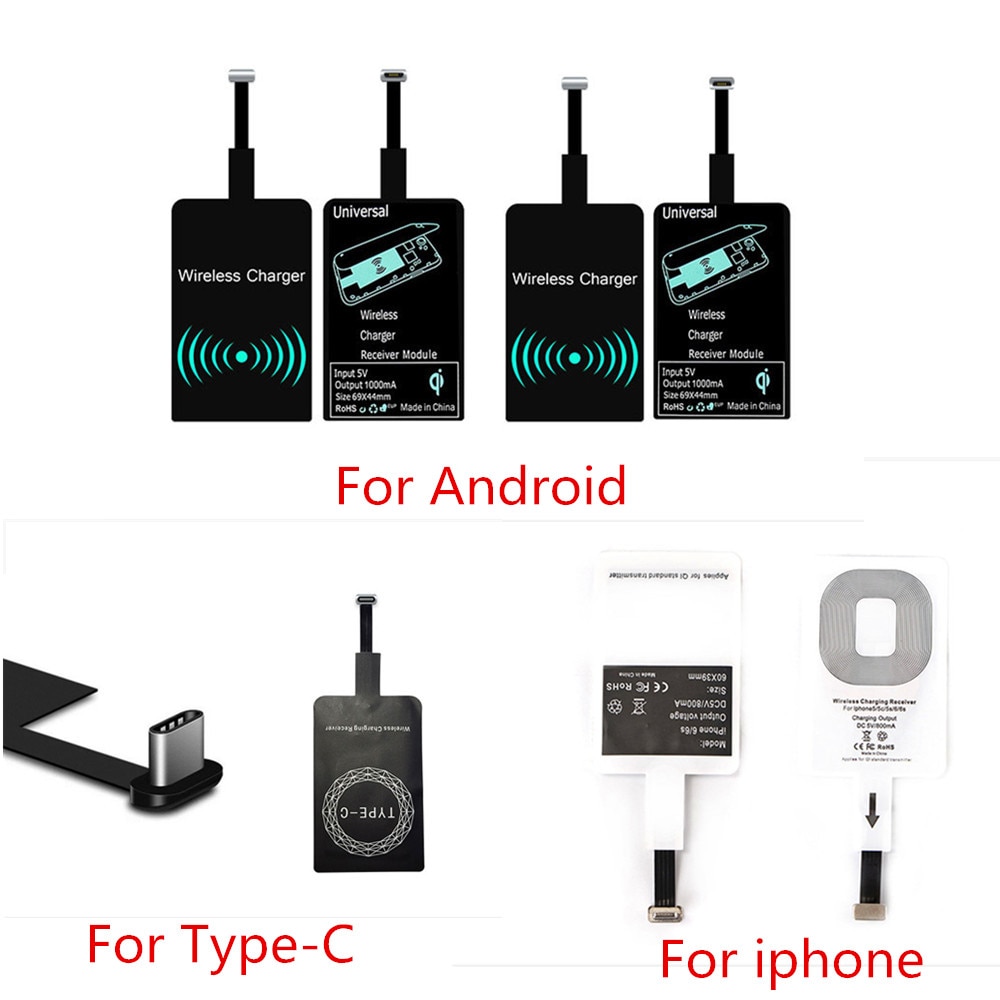 Récepteur de chargeur sans fil Qi, Module de récepteur de charge sans fil universel pour téléphone Micro USB de Type C, pour iphone 7 6s 5s 7 Plus