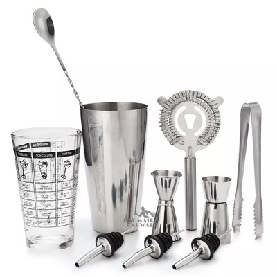 Cocktail Shaker Bar Set Rvs Lounge Cup Boston Shaker Cocktail Shaker: Set 3-10pcs