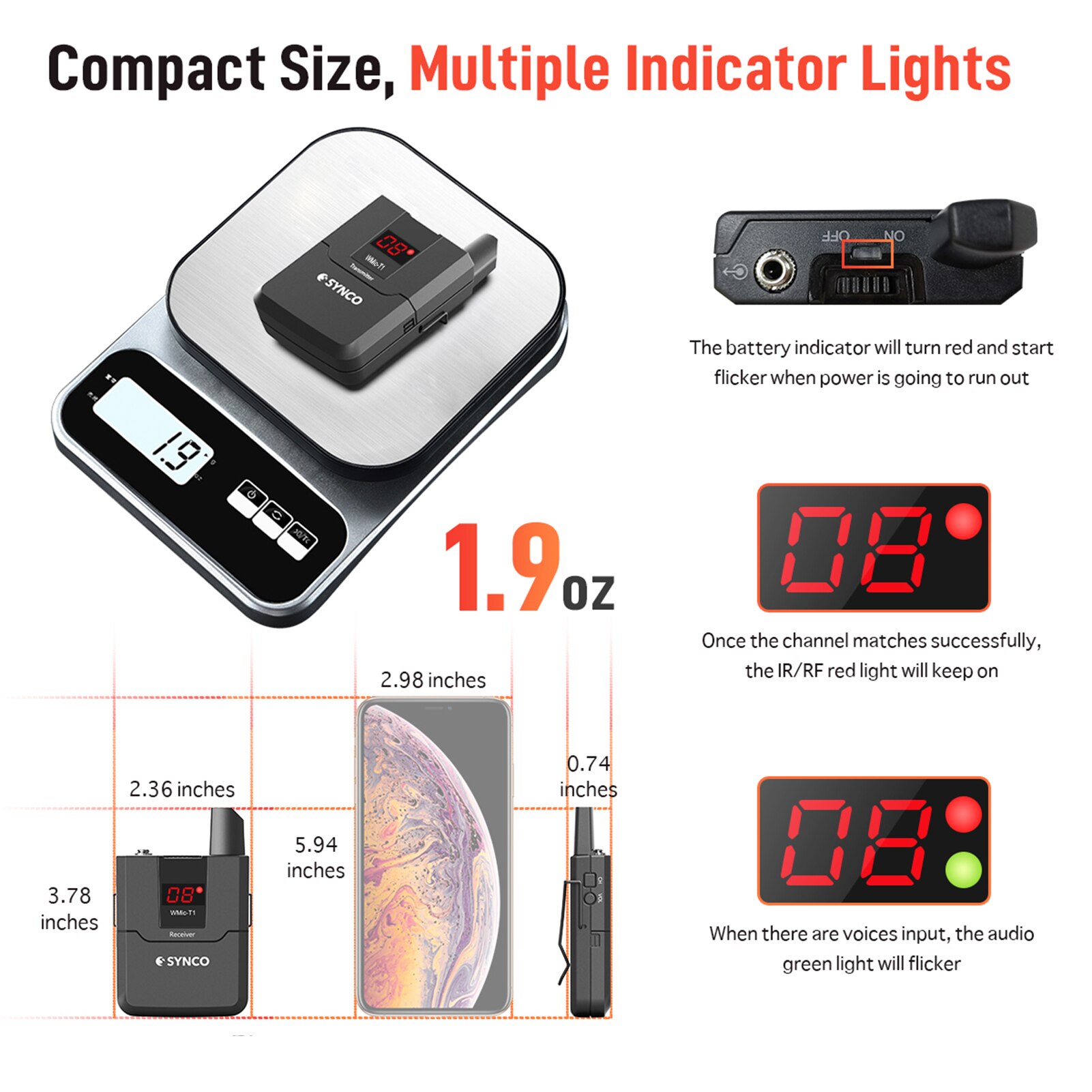 SYNCO-Sistema de micrófono inalámbrico WMic-T1 UHF, transmisor + receptor, micrófono Lavalier de 3,5mm, TRS y TRRS, bolsa de almacenamiento para cámara de teléfono inteligente