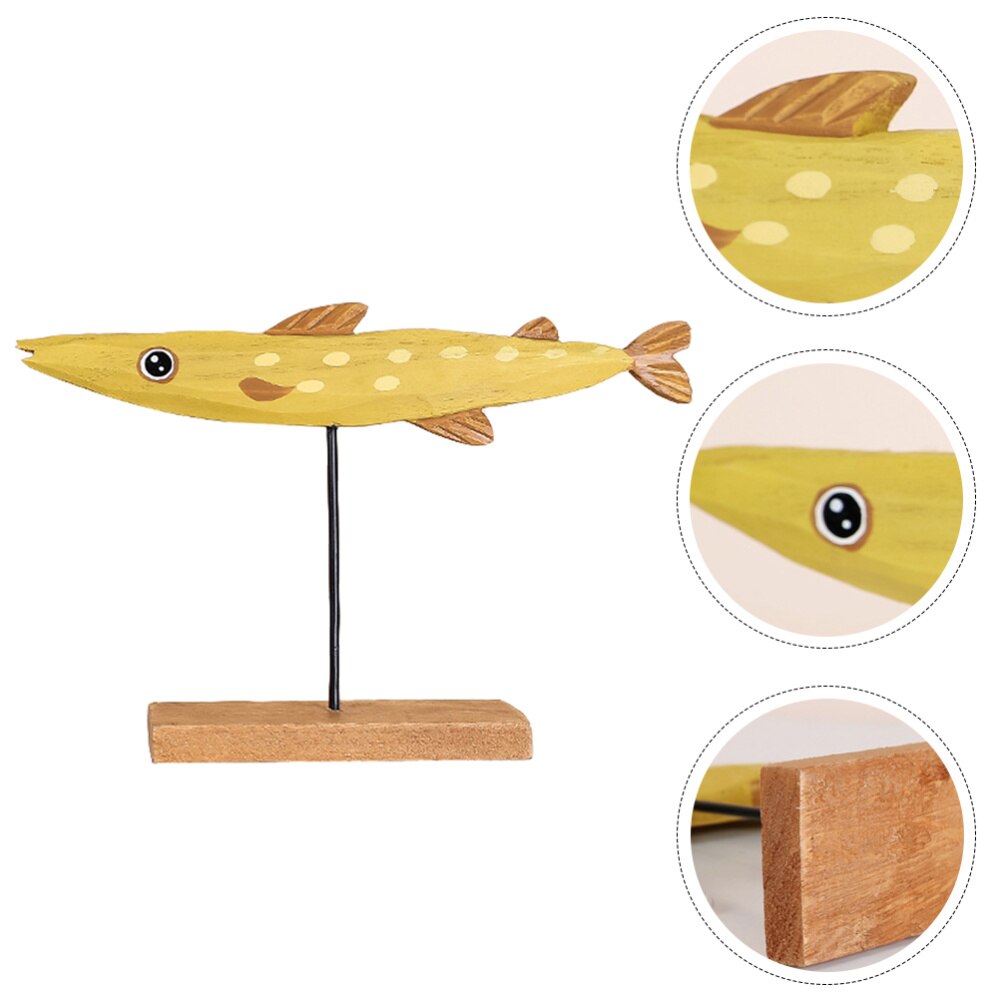 Christmas Fish Shape Table Wooden Craft Decor Lovely Animals Desktop Ornament: Yellow