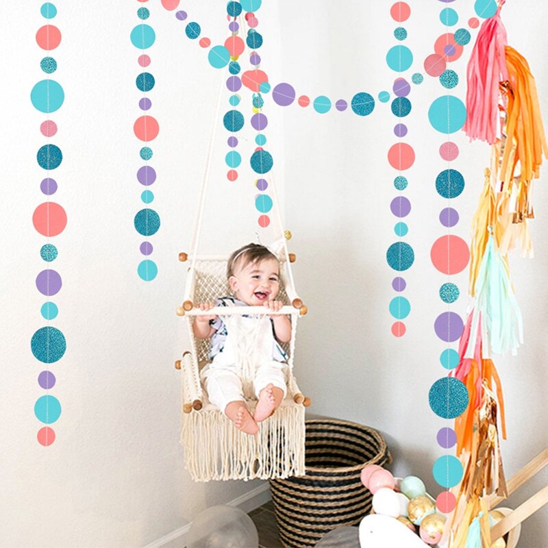 4 Meters Round Circle Hanging Paper Garland String Chain Home Birthday Wedding Banner Jungle Mermaid Party Decoration Supplies