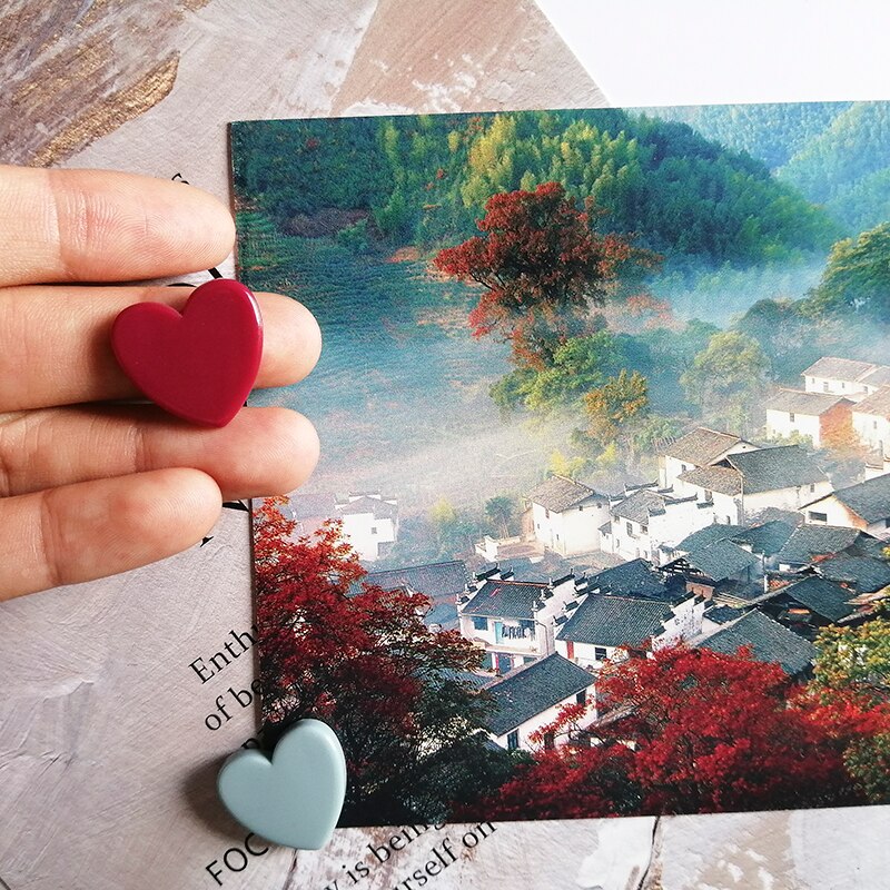 10PCS Cute Mini Fridge Magnets Colorful Love Heart Small Refrigerator Stickers Lovely Photos Wall Magnetic Sticker For Home Deco