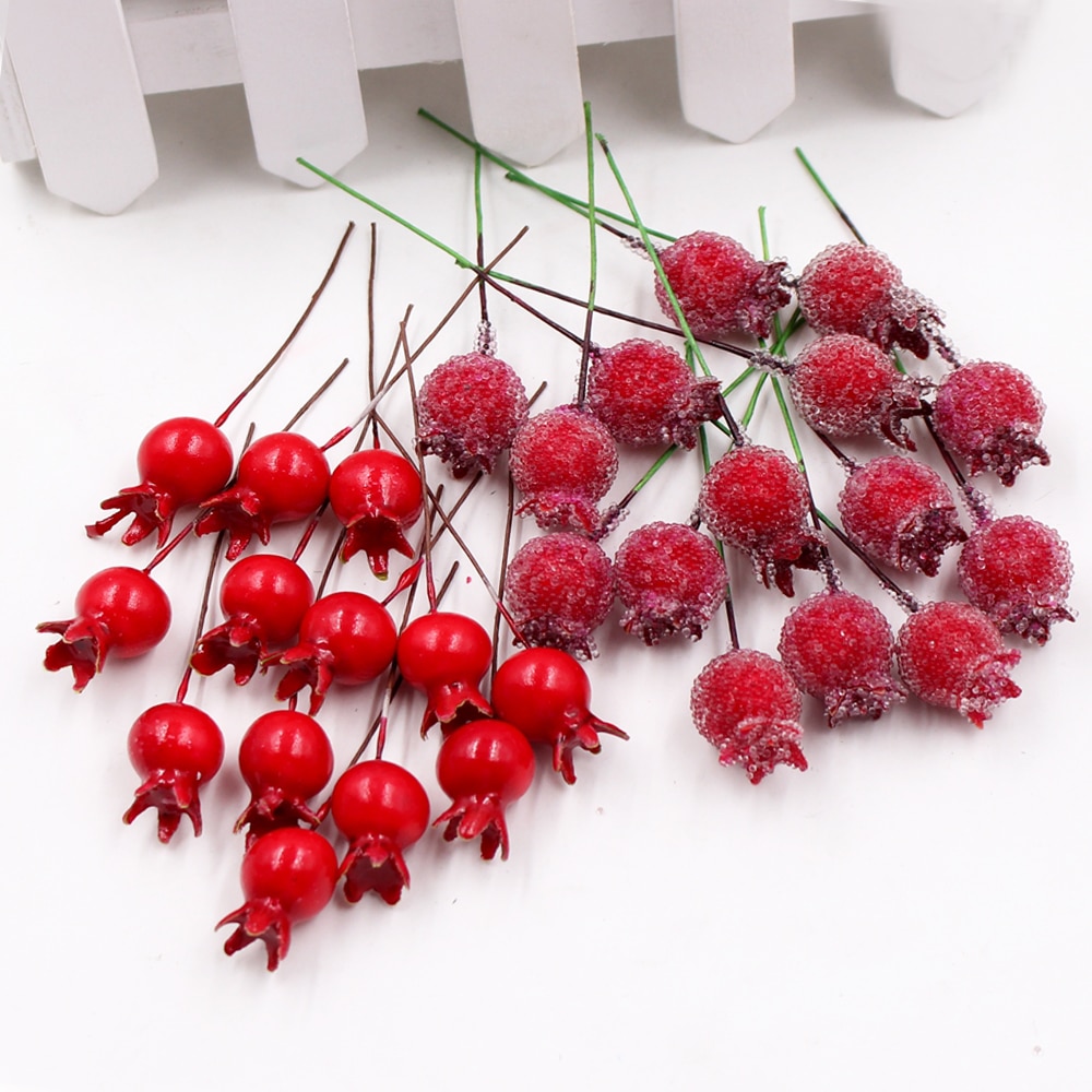 10Pcs/lot Mini Plastic Artificial Pomegranate Flowers For Wedding Party Decoration DIY Craft Christmas Decor Accessories