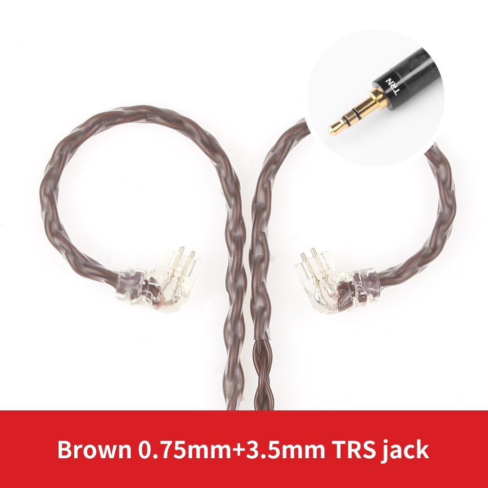 Novo trn t2s 16 núcleo prata cabo chapeado 2.5 3.5mm plug para qdc 2pin/mmcx conector de alta fidelidade cabo de atualização para trn ba5 vx cca ca16: brown 0.75 3.5
