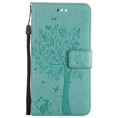 Cover Phone Case For Samsung Galaxy J5 j530 j530F EU 5.2" Flip PU Leather Shell Embossing Tree Cat Book Style Holster Bag: Green