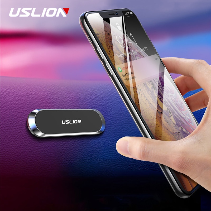Uslion Mini Magneet Auto Telefoon Houder Stand Streep Voor Iphone Samsung Huawei Gps Universal Metal Magnetic Dashboard Mount
