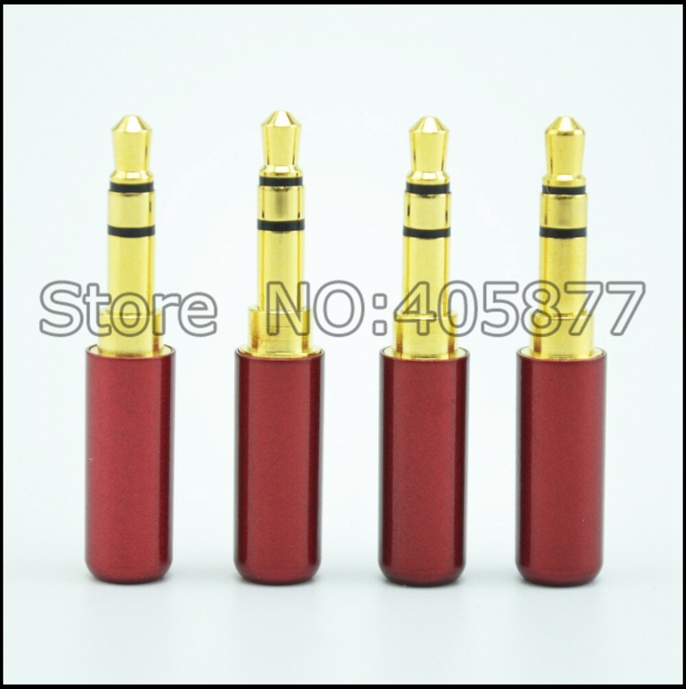 4pcs red Copper Gold Plated 3.5mm Male Stereo Mini Jack Plug soldering