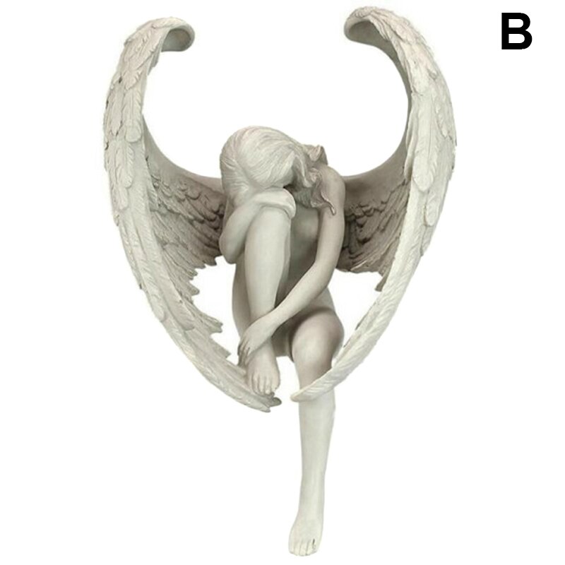 Figuras de hadas de ángel para el hogar, figuritas de resina para el jardín, accesorios de decoración artística D6: b