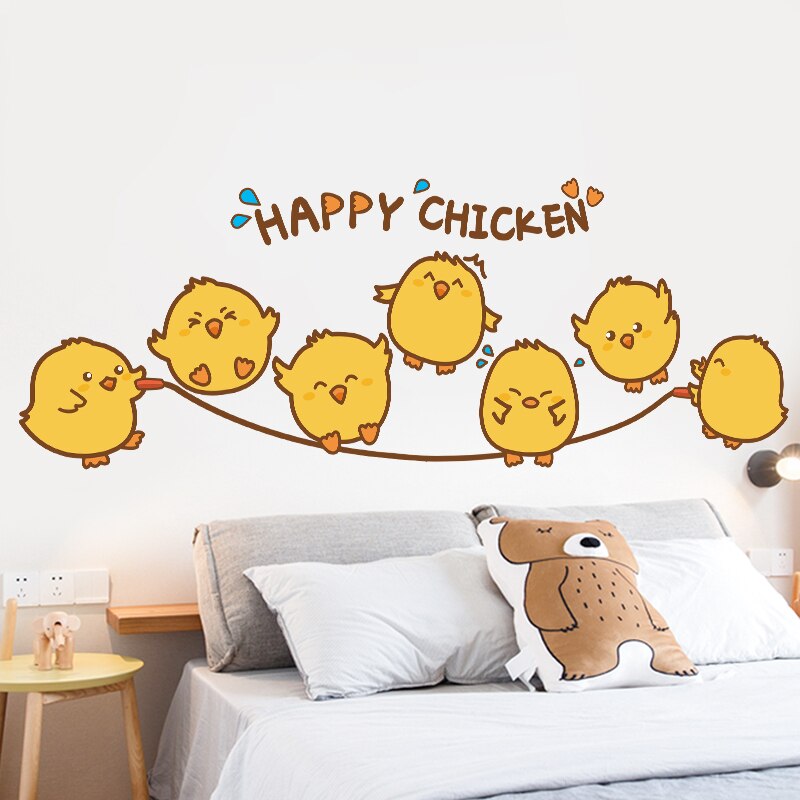 Cartoon Yellow Chicken Wall Sticker Home Decor for... – Grandado