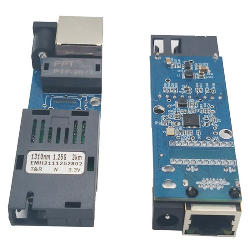 Super mini ftth 1 paar gigabit glasfaser-medienkonverter 10/100/1000 mbit/s singlemode einzelfaser sc-port 20km pcba