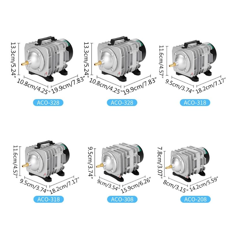 ACO-208/308/318 Fish Tank High Flow AC Electromagnetic Aquarium Air Compressor Pond Oxygen Pump