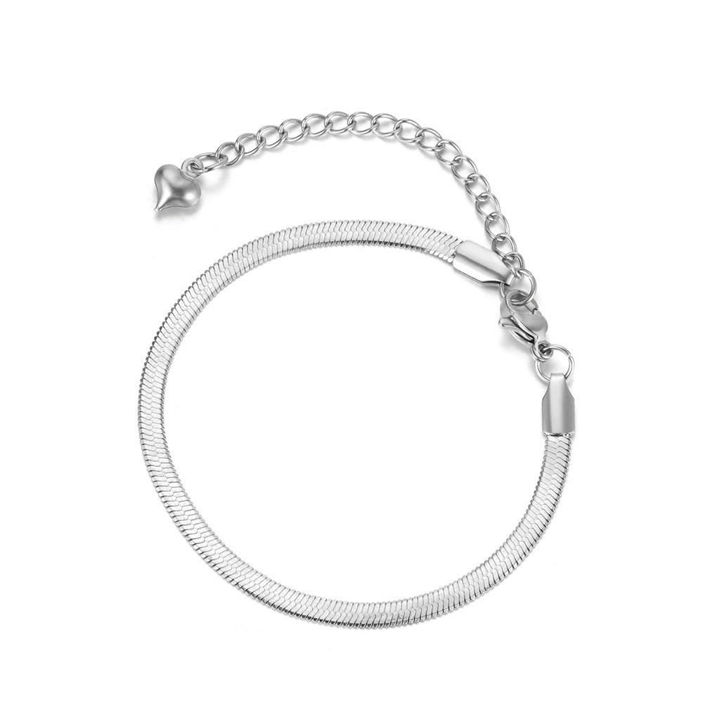 Lokaer, pulseras finas de cadena de serpiente de acero inoxidable y titanio para mujeres y niñas, pulsera de hoja de Bohemia chapada en oro rosa B18075