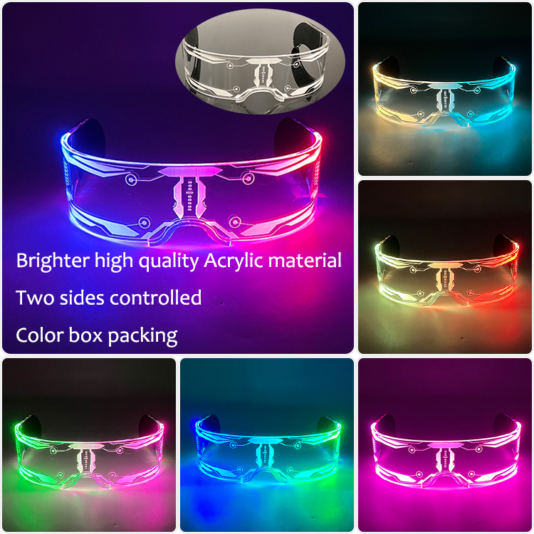 Gafas luminosas LED para de cumpleaños, lentes de neón con luz brillante de colores, accesorios intermitentes para Mascarada y concierto, Rave: Caqui oscuro