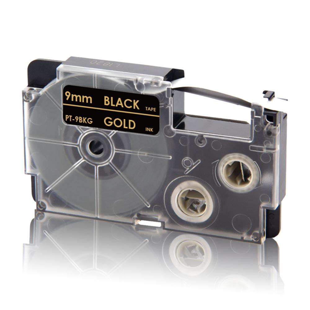 UniPlus XR-9WE Label Tapes Compatible Casio 9mm XR 9WE Black on White for KingJim Label Printer KL-M5 KL-M6 KL-M7 KL-M20 KL-M30: Gold on Black