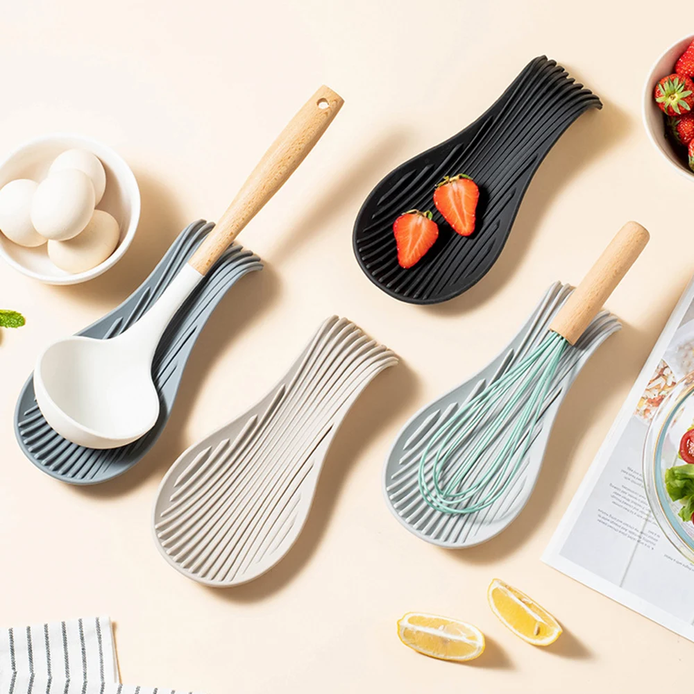 1/4 Stuks Siliconen Lepel Houder Steun Pad Keukengerei Spatel Hittebestendige Placemat Isolatiematten Keuken Gereedschap