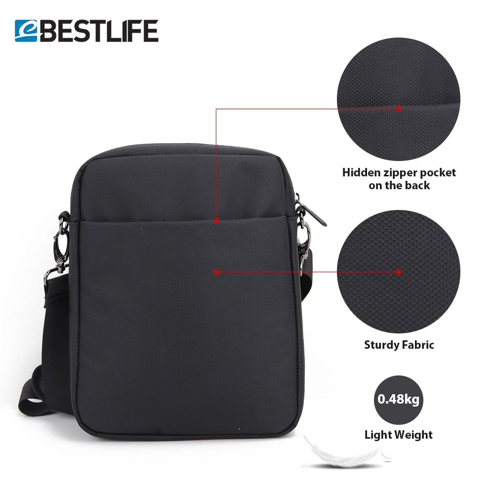 BESTLIFE Crossbody Tas voor Mannen Boy 10.2 "Schouder Messenger Bag Tablet Kleine Tas Bedrijfsaktentas Handtas Rugzak Waterdicht