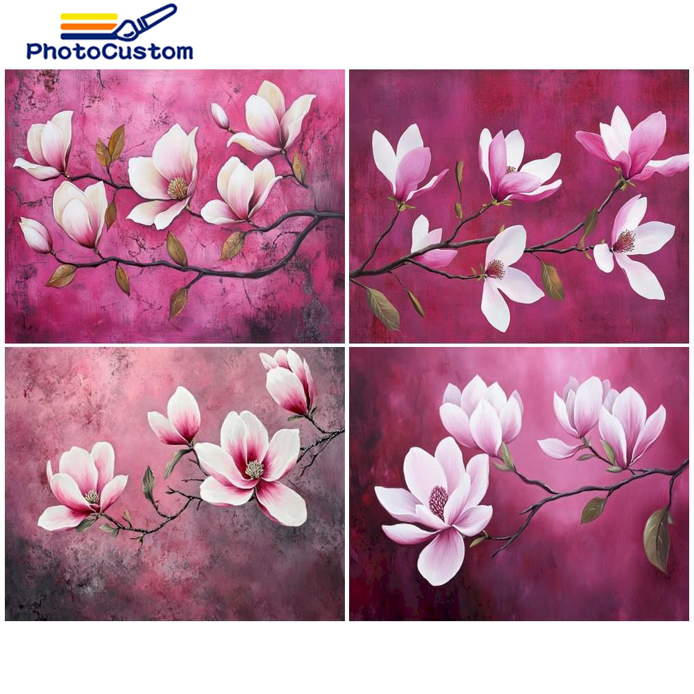 Photocustom 40 x 50cm bilde etter nummer blomster for maling på lerret håndlagde diy-sett for voksne tegning hjemdekorasjon