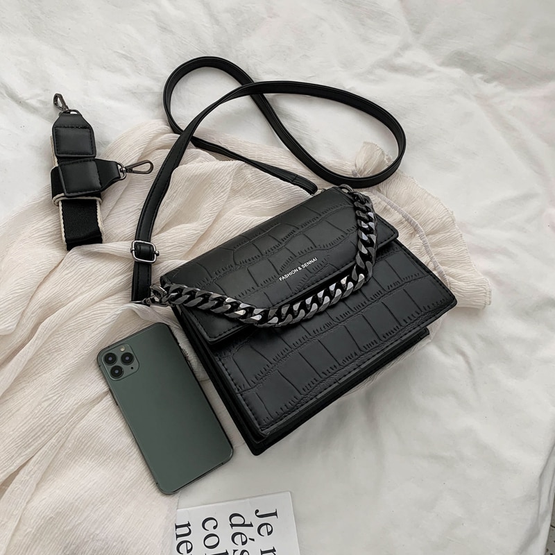 Jin mantang ketting damestas casual schoudertas messengertas effen kleur leren moedertas damestas