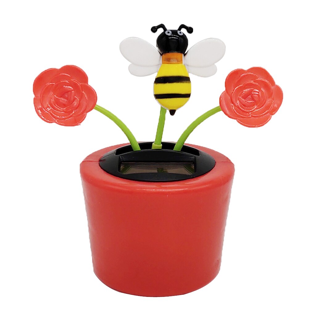 Solar Powered Rose Honey Bee Flower Dancing Doll Toy Home Decor