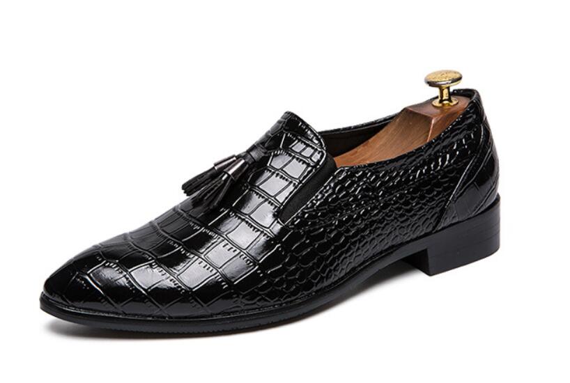 Men Dress Tassel Loafers Leather Business Suit Shoes Pointed Toe Formal Oxfords Man Wedding Shoe Moccasins For Men da051: Black / 6