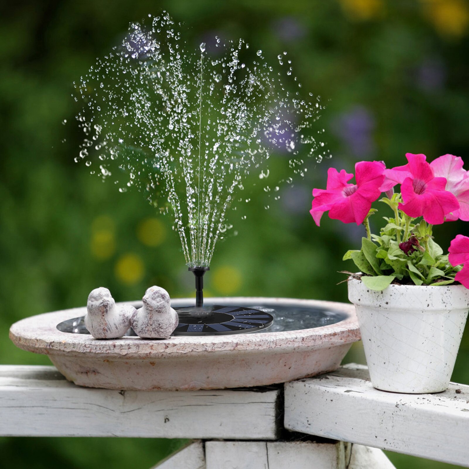 1.5W Solar Water Fountain Outdoor Bird Bath Fountain Solar Bird Bath Fountain With 6 Nozzles For Garden Pond Pool Decorations