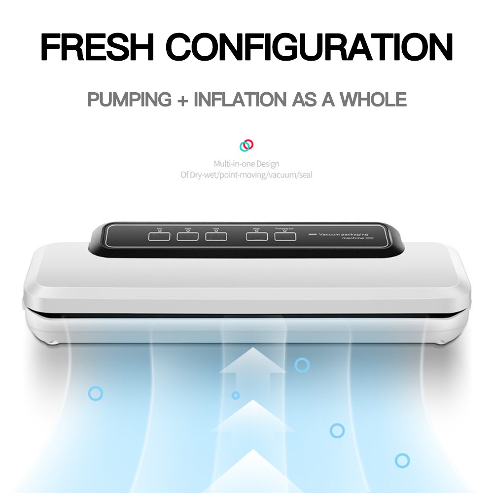 Keuken Vacuüm Sealer Machine Voedsel Saver 220V Elektrische Vacuüm Voedsel Sealer Met 10Pcs Voedsel Saver Tassen Automatische Verpakking machine