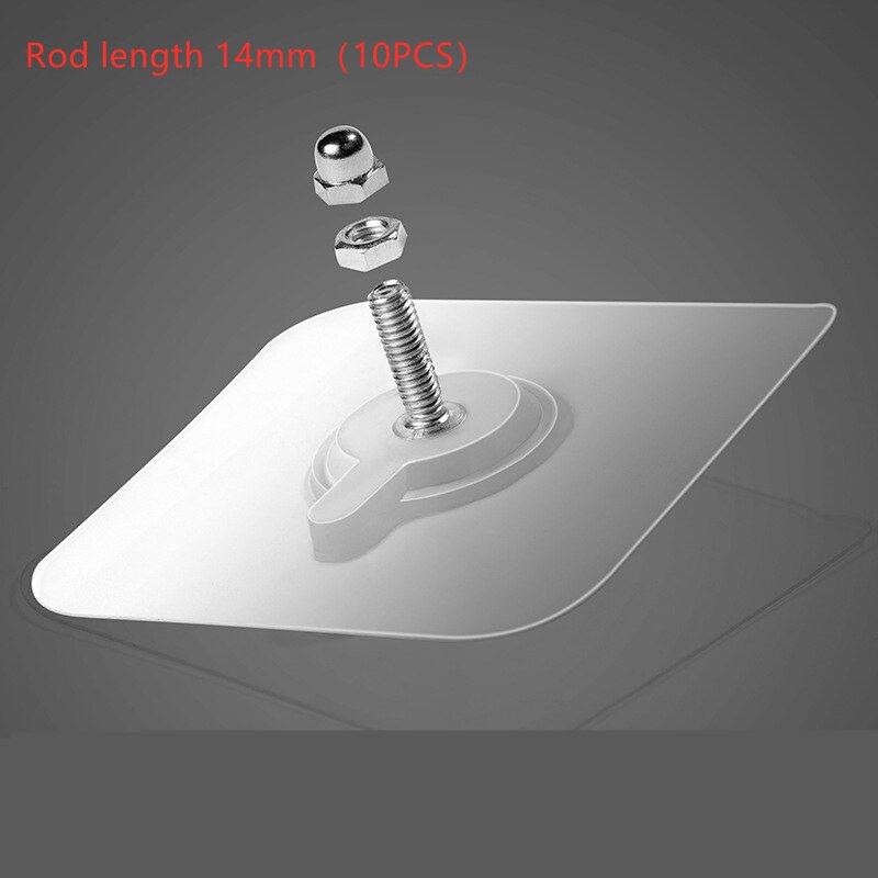 10pcs Strong Adhesive Seamless Sticky Wall Hook Nail Punch Mounting Rack Pendant Paste Screw Rod No Trace Wall Hook Nail: Type A 10Pcs 14mm