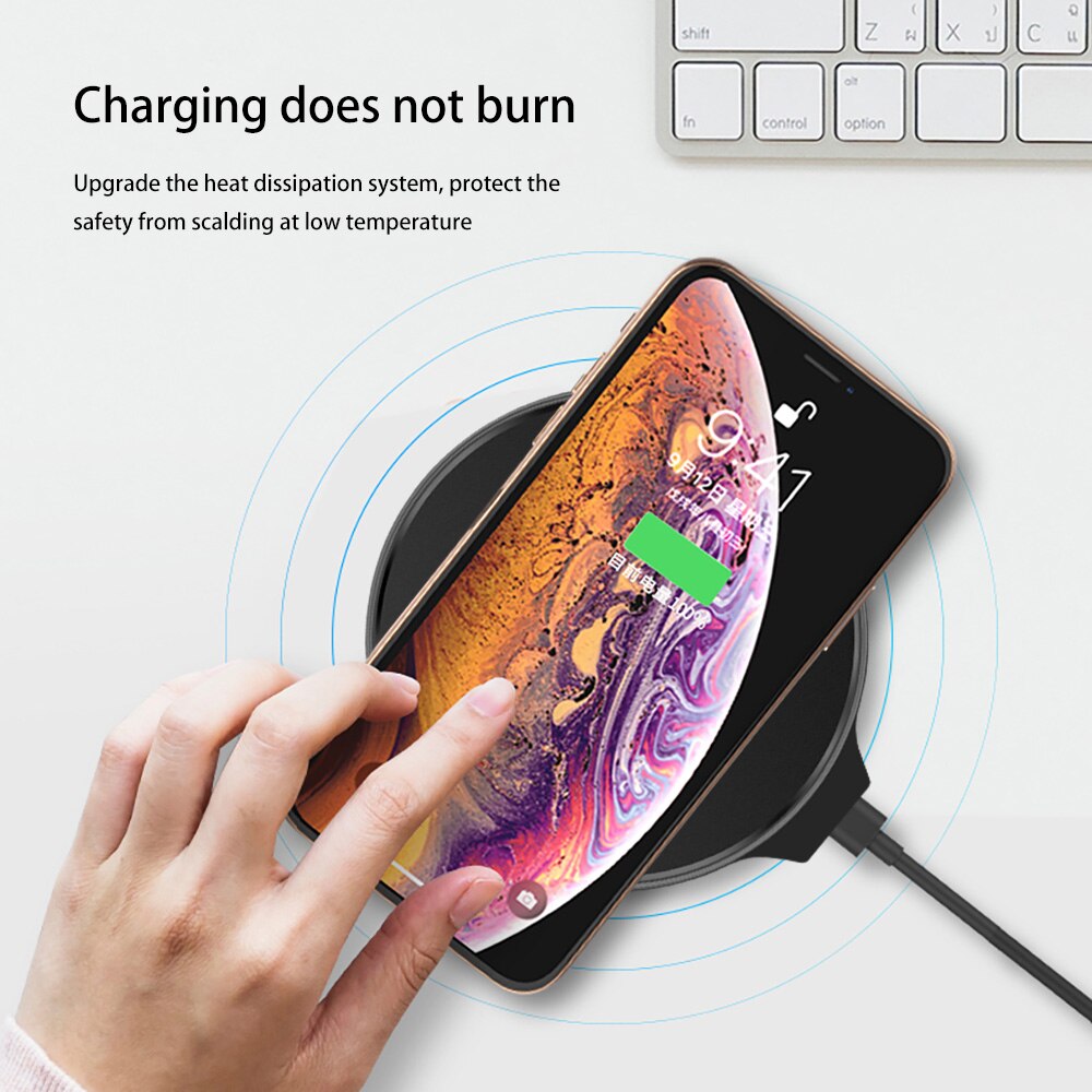 Fdgao qi carregador sem fio para iphone 11 pro x 8 plus xr xs max samsung s10 s9 para huawei xiaomi 10 w carregamento rápido doca estação