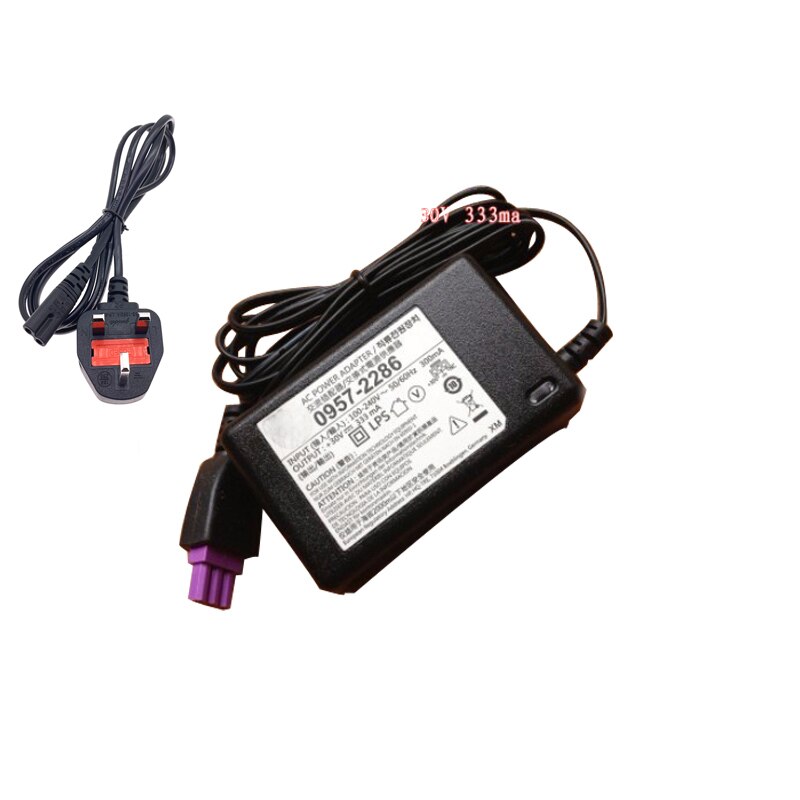 Adaptador de fuente de alimentación de CA para impresora, enchufe europeo/Americano/británico, 30V, 333mA, para HP Deskjet, 0957-2286, 1050, 1000, 2050, 2000, 2060, con Cable de CA