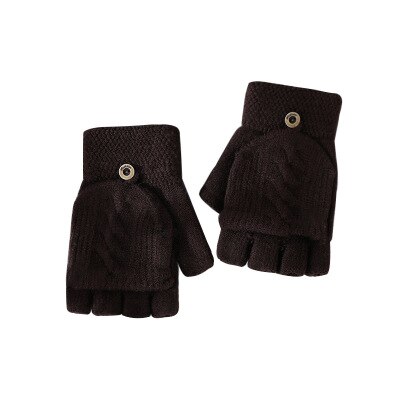 Vinter mænds jacquard fingerfri flap uld strikkede handsker sport fitness elastisk berøringsskærm tykkere varm kørsel mittnes  l42l