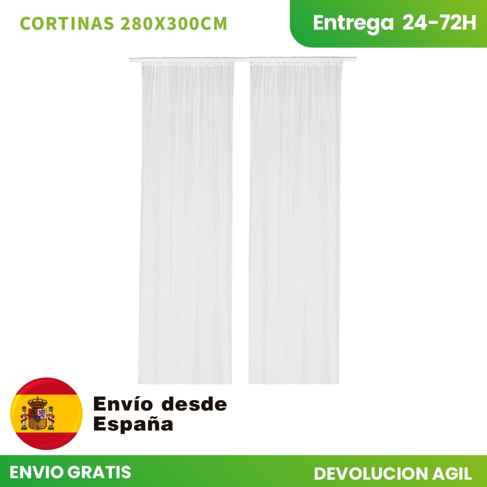 Cortina fina blanca - 280x300 cm, cortina para salon, cortina de dormitorio, cortina blanca, contirna salon , cortina larga,