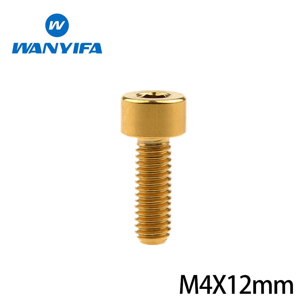 1Pcs Titanium Bolt M4x10 12 15mm Standard Head DIN912 Inner Hexagon Titanium Bicycle Stem Screws for Bike Parts: M4x12mm Gold