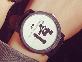 Pars mønster nummer kinesisk stil quartz ure legeret sag læder bånd sort par ur til elsker reloj para pareja: 14w
