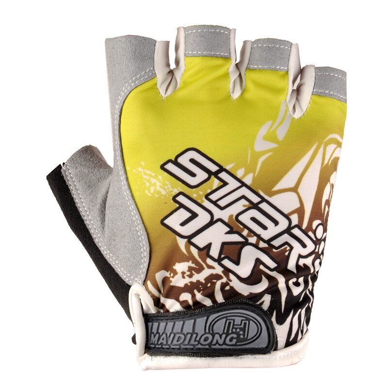 ZOUZHAN cycling gloves half-finger summer outdoor sports fitness non-slip bicycle men and women ice silk: Yellow / M