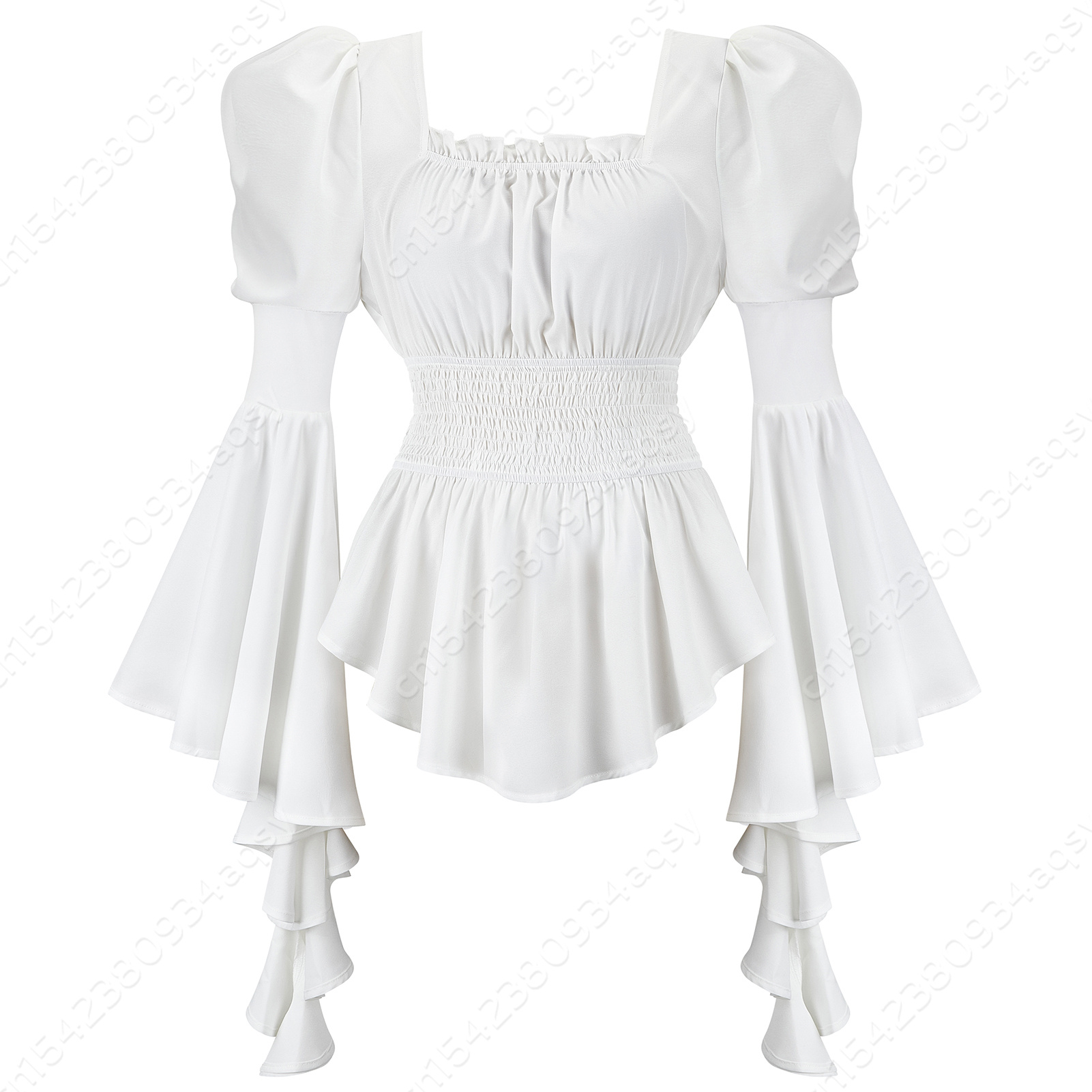 Camicia da donna Camicetta Camicia medievale a maniche lunghe Camicetta rinascimentale Costume da contadina