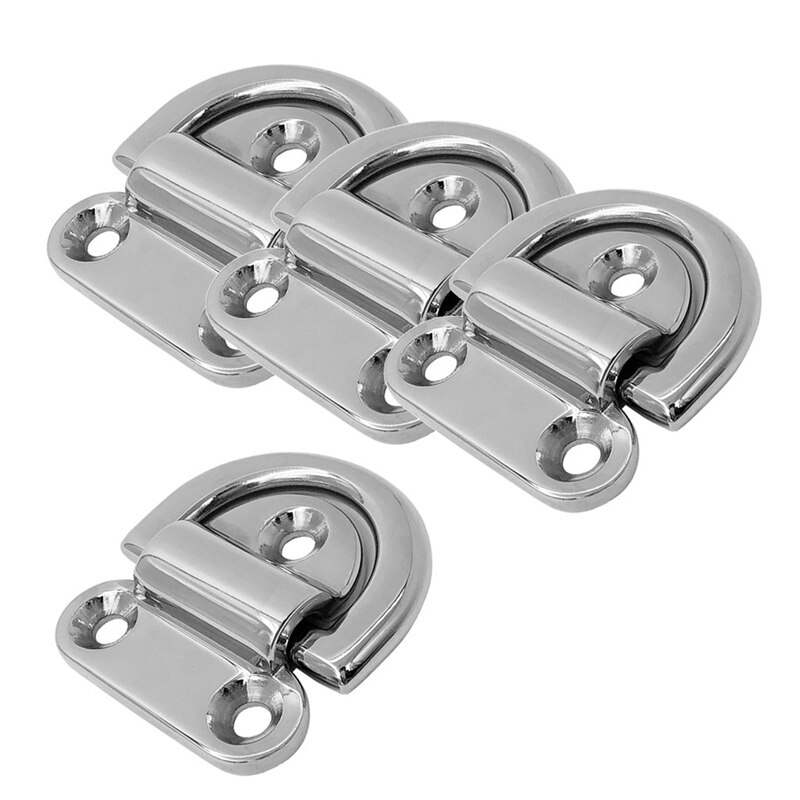 316 Stainless Steel Folding Pad Eye Deck Lashing D Ring Tie Down for Boat Marine