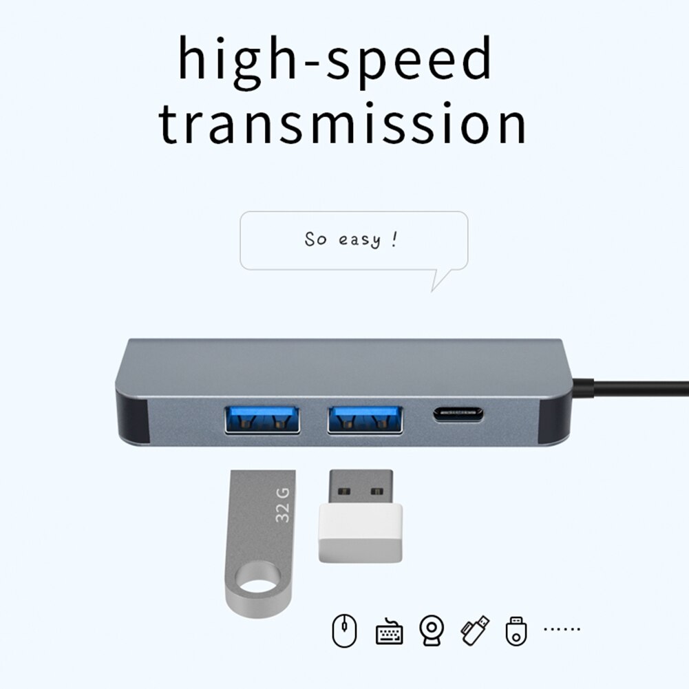 5 In 1 Usb 3.1 Type C Hub Hdmi 4K Usb C Hub Naar Gigabit Ethernet Rj45 Lan Adapter voor Mac Book Pro Thunderbolt 3 USB-C Charger