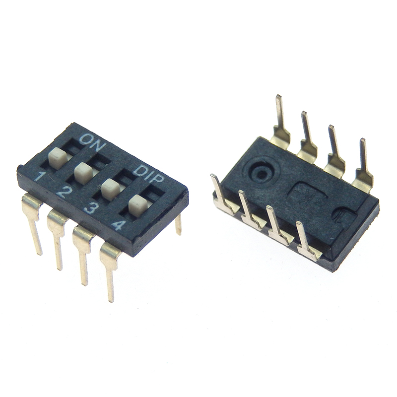 10pcs/lot Slide Type SMT SMD Dip Switch, 2.54mm Pitch 2 Row 4 Pin 2 Position / 8 pin 4 Position / 16 pin 8 Position: Pink