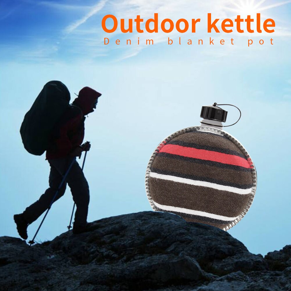2L Portatile Bollitore da Viaggio Cinghia Regolabile Campeggio Sentiva Isolamento Termico a Righe all'aperto Mensa da trekking Grande Capacità