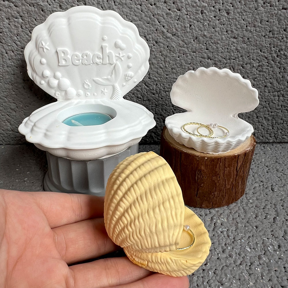 Pétoncle ci-après chandelier plâtre silicone moules, bricolage coquille photophore bougeoirs stockage plat résine béton considérant moule décor à la maison