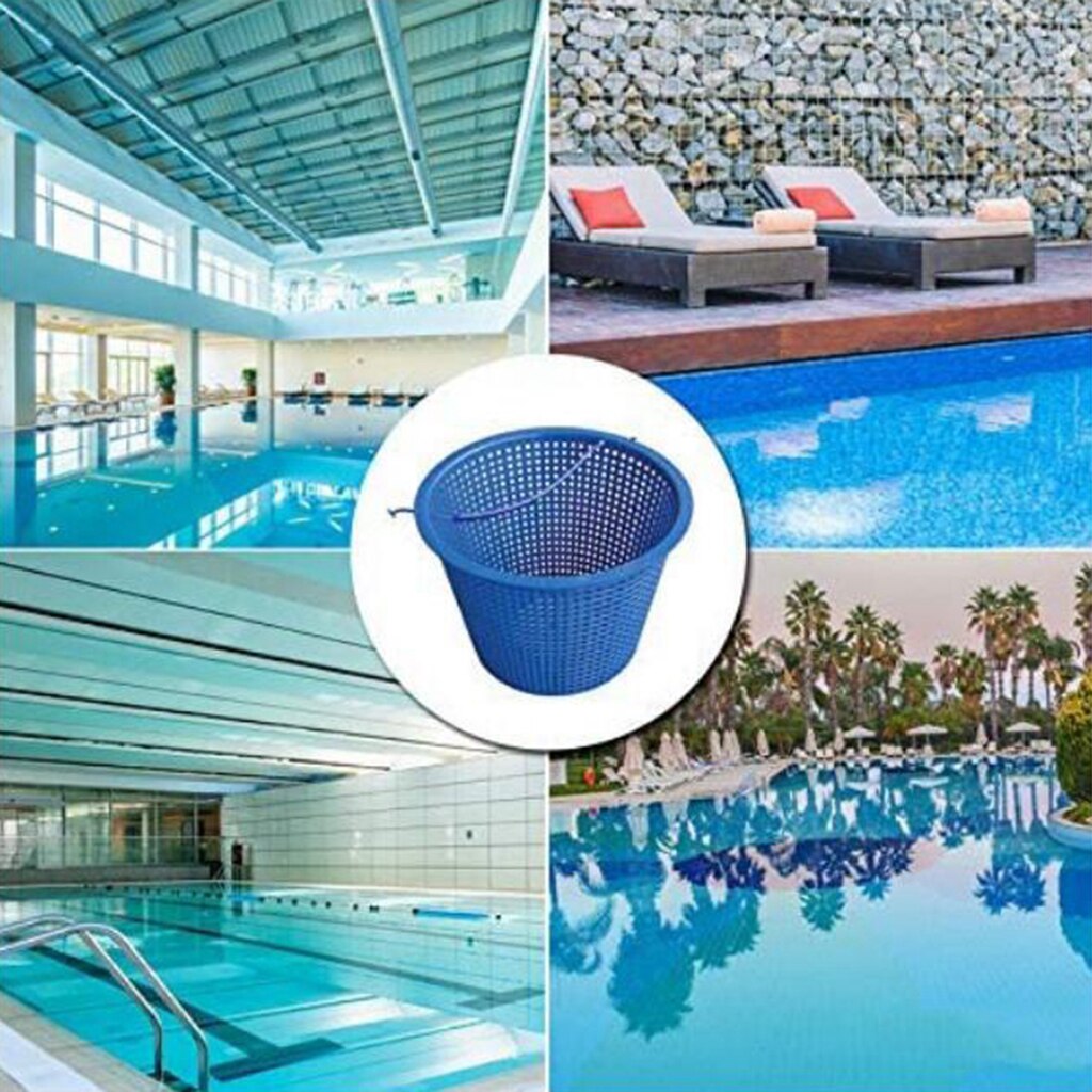Skimmer Basket Replacement, Fine Mesh Plastic Swimming Pool Skimmer Basket, Blue