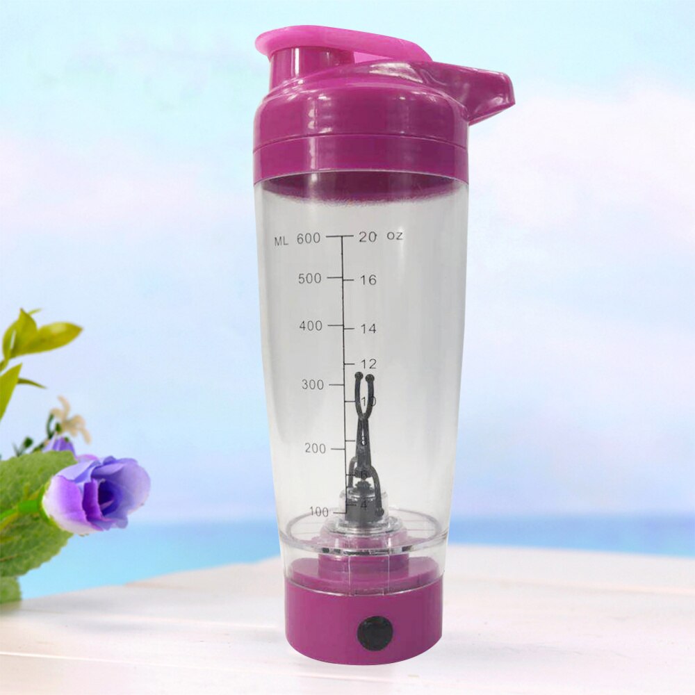 1 Pc shaker per proteine bottiglia vortice frullatore miscelatore tornado shaker tazza 600ml agitatore a batteria portatile automatico: roseo
