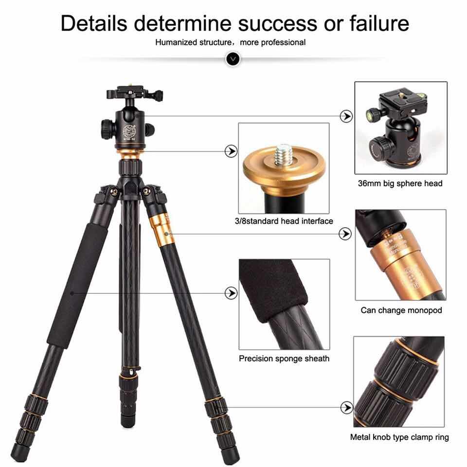 QZSD-trípode Q999, monopié desmontable, cabeza de bola, aleación de aluminio y magnesio, fotográfico, para cámara DSLR