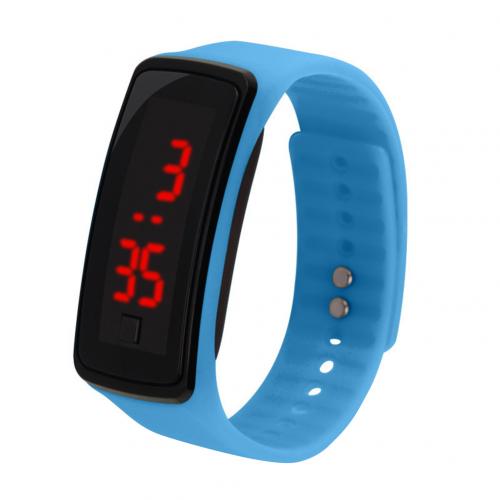 Kids Digital Watch Kids Sport Silicone Adjustable Band LED Screen Electronic Digital Wrist Watch Bracelet Clock montre enfant: Sky Blue