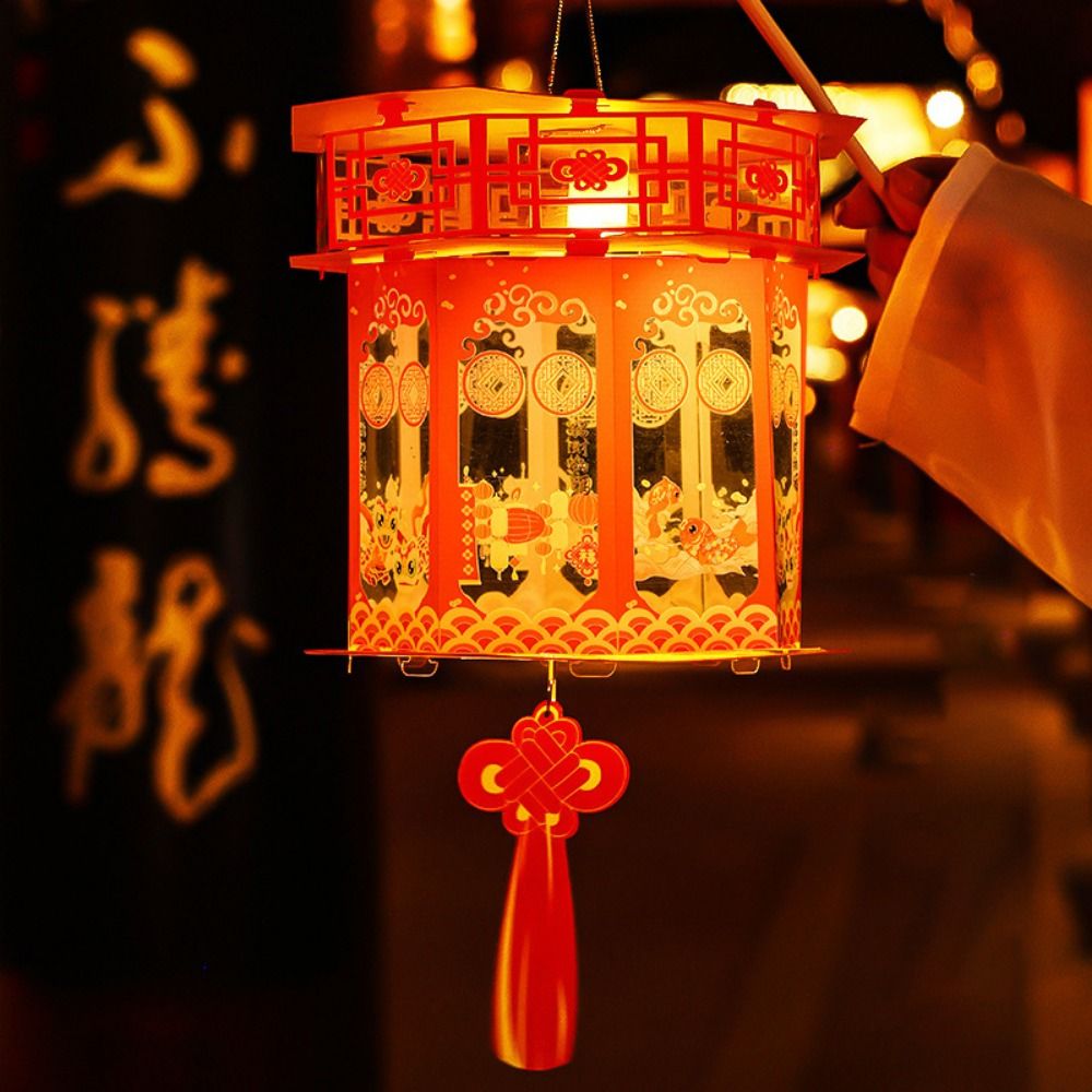 Cartoon Snake Year Lantern Handmade Chinese Style Portable Luminous Lantern Traditional PVC Projection Lantern Lantern Festival