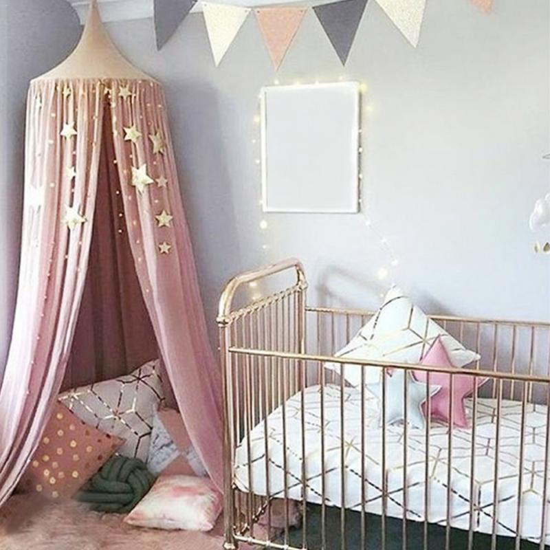 Gold Stars Hanging Decoration Crib Net Garland Children&#39;s Rooms Mosquito Nets Sparkling Star Garland Bunting for Weddings Party