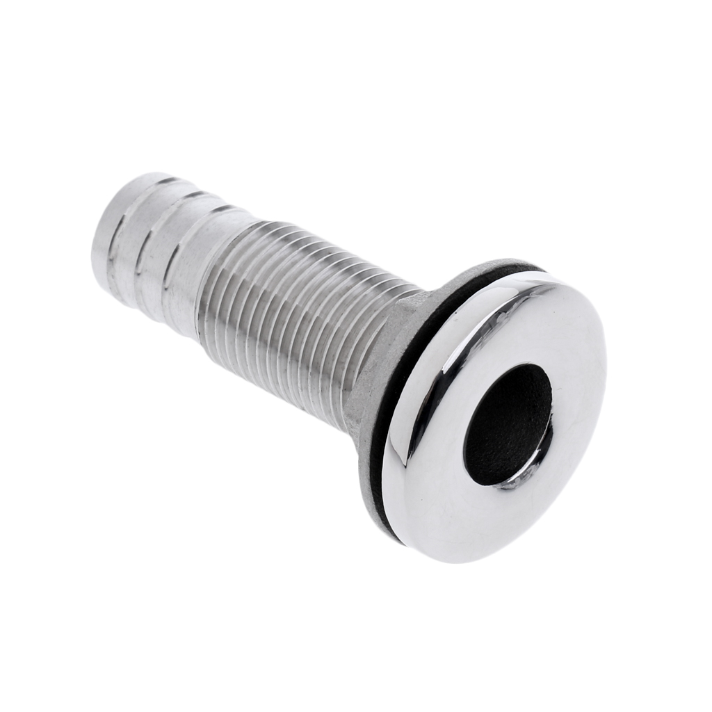 Stainless Steel Boat Thru Hull Fitting Drain Connector for 16mm Hose Barb